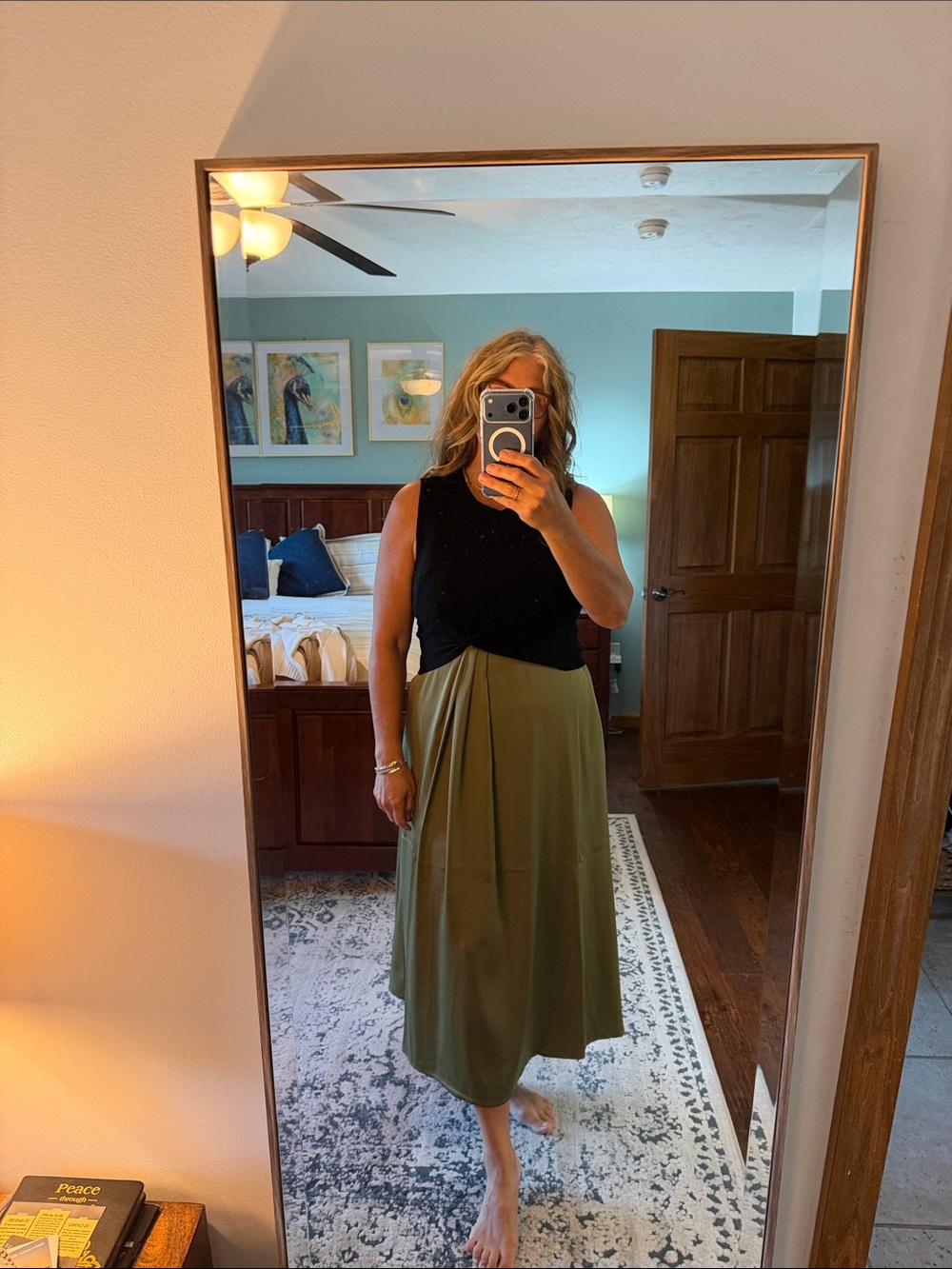 Rachel Zoe Olive Midi Skirt with Front Drape - Picture 1 of 3